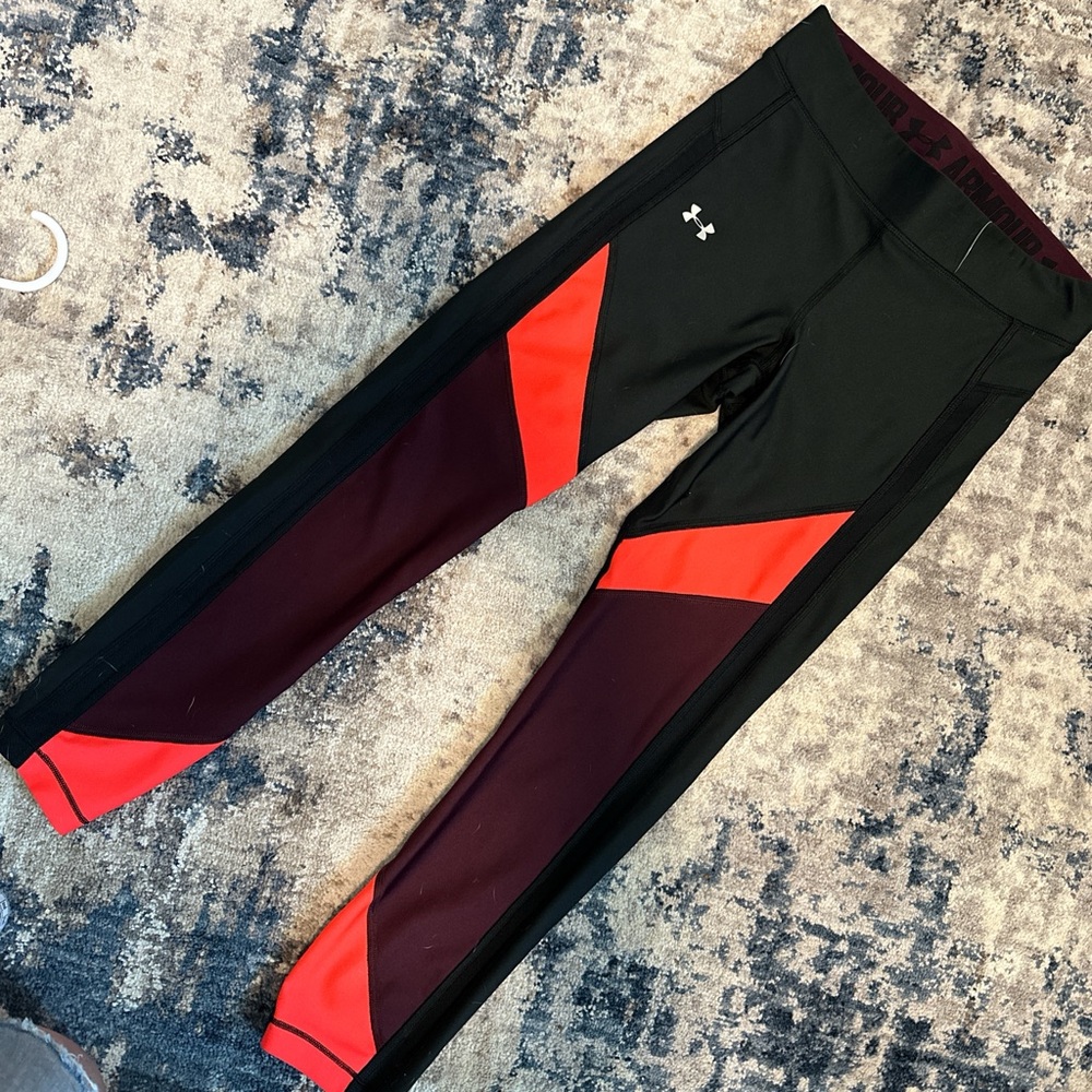 Under Armour Black and Red Leggings